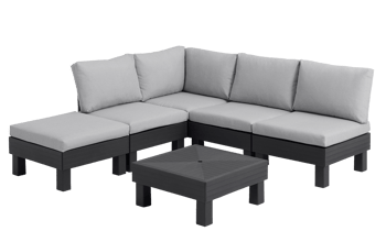 Conjunto de exterior de 5 plazas Elements - Negro - Muebles de Exterior