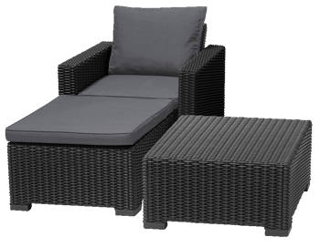 Conjunto de exterior de 1 plaza Moorea - Sofá con reposapiés y mesa auxiliar - Grafito - Muebles de Exterior
