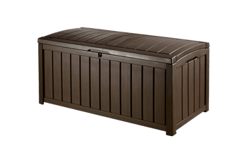Keter Comfy - Arcón exterior, Baúl almacenaje, Capacidad 270L, Resina,  Color marrón, Ordenación jardín y terraza, 44.7 x 116.7 x 57 cm