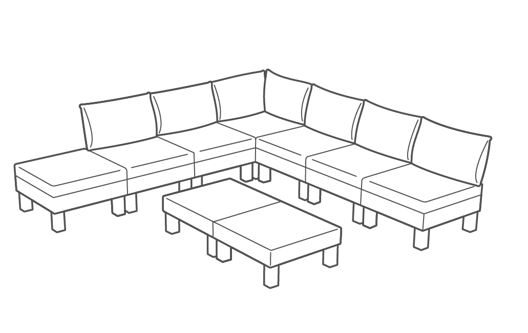 Elements 7 Seater Corner Modular Lounge Set - Graphite