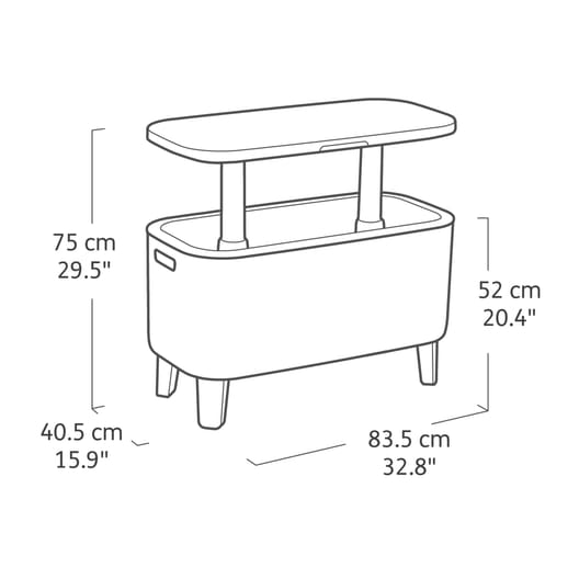 Nevera de jardín BevyBar - Abierto: 83,5x40,5x75 cm y 56L - Marrón