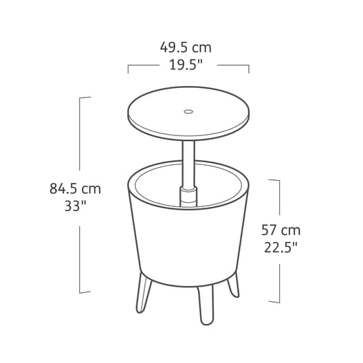 Nevera de jardín Cool Bar - 49,5x49,5x84,5 cm y 30L - Marrón