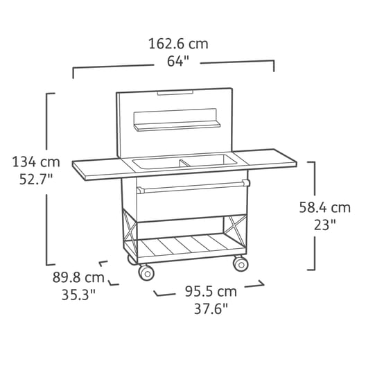 Patio Cooler and Beverage Cart - Grey