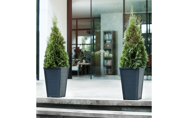 Taper Square Planter 37cm Set of 2 - Grey