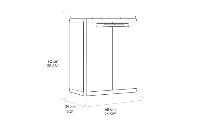 Armario cubo de basura de resina Split - 99,2x39x68 cm. - Gris claro