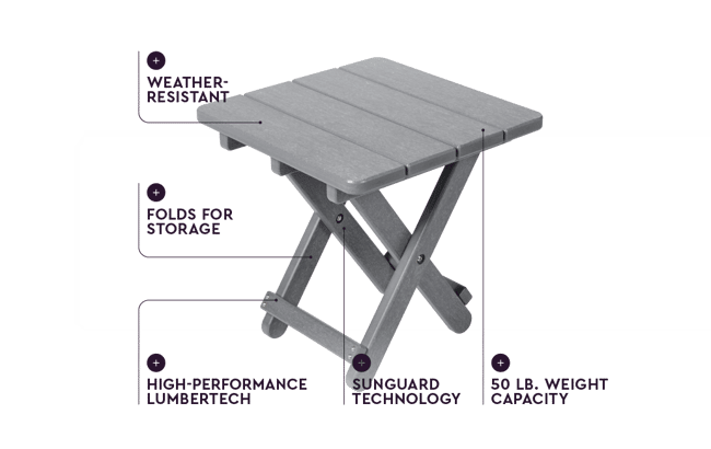 Grey Lakeside Square Small Outdoor Side Table - Keter US