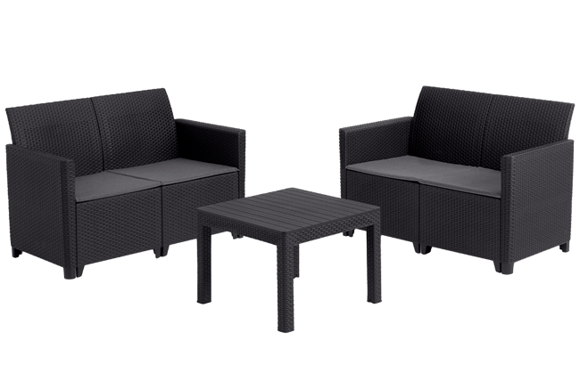 Conjunto de exterior de 4 plazas Marie - Negro