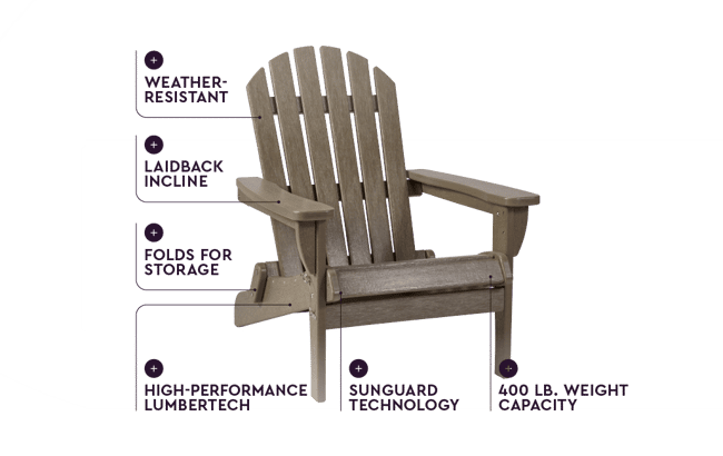 Brown Premium Willoughby Folding Adirondack Chair - Keter US