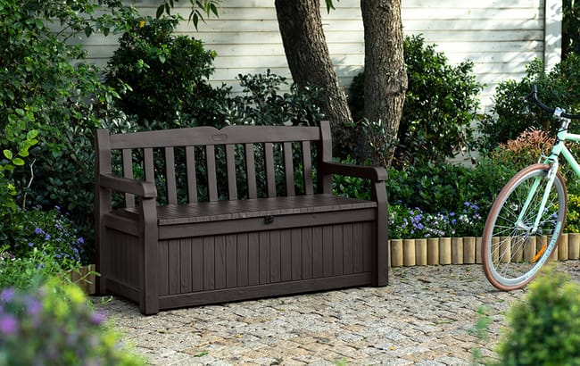 Keter eden 70 all weather outdoor patio storage bench deck box sale