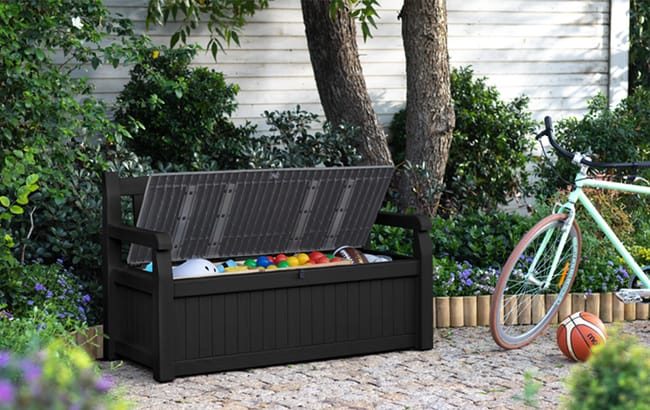 Keter eden 70 gallon storage bench deck sale