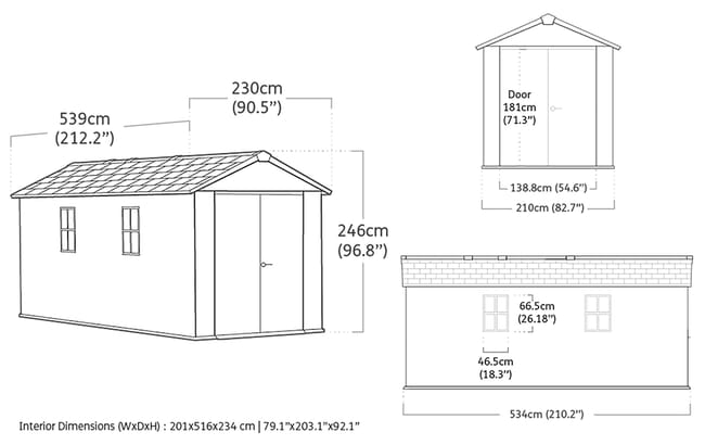 Large Sheds -  Newton Plus Shed 7.5 x 17ft - Keter US