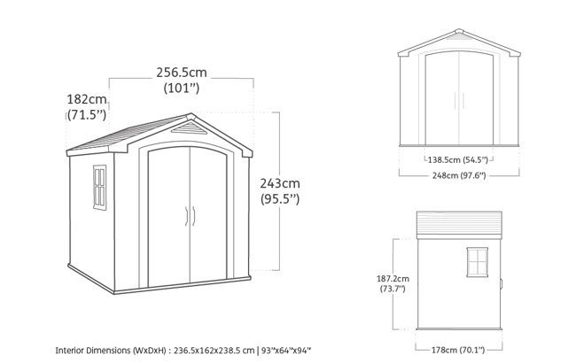 Factor 8x6 Gartenhaus - 256,5x182x243 cm - Braun