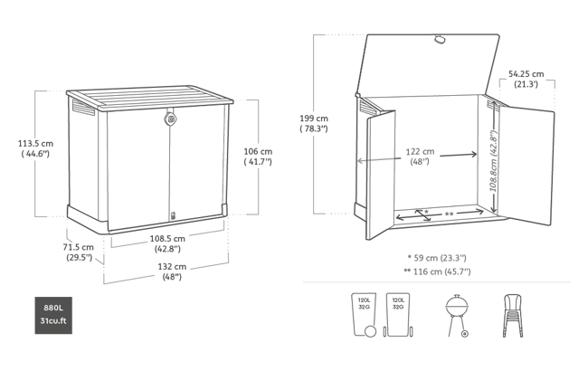 Store-It-Out Midi Opbergbox - 880L - Donker grijs