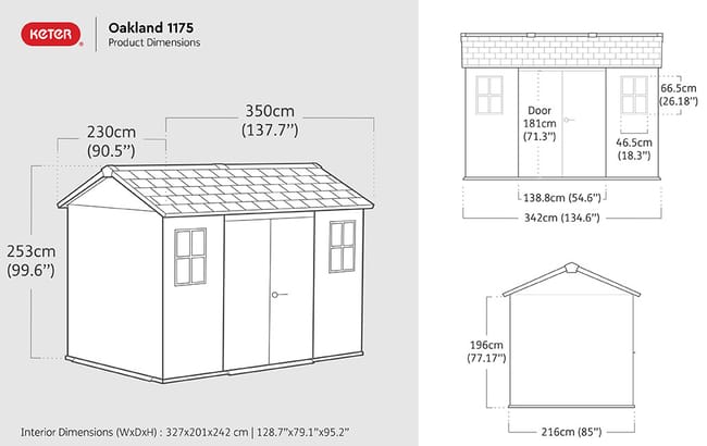 Buy Oakland Grey Large Storage Shed 11x7.5 - Keter Canada