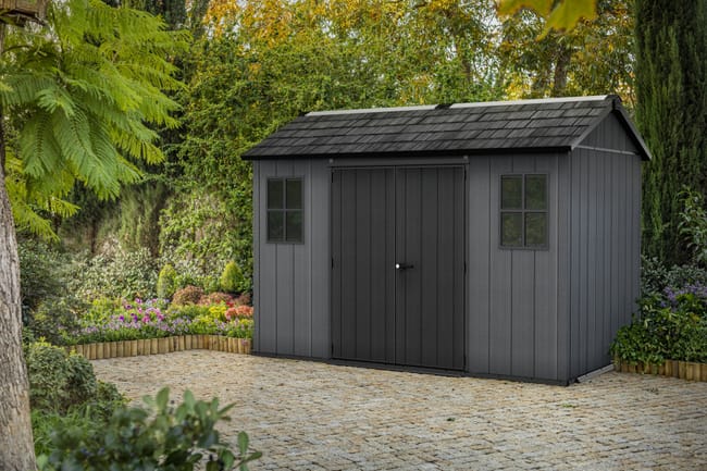 Newton Graphite Large Storage Shed - 11x7.5 Shed - Keter US