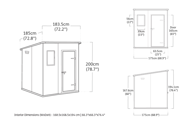 Caseta de exterior Manor Pent 6x6 - 183,5x185x200,6 cm y 3,1m2 - Gris