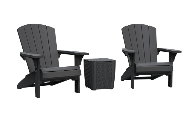 Troy Adirondack Tuinstoelen met Luzon tafel - 81x80x96,5cm - Antraciet