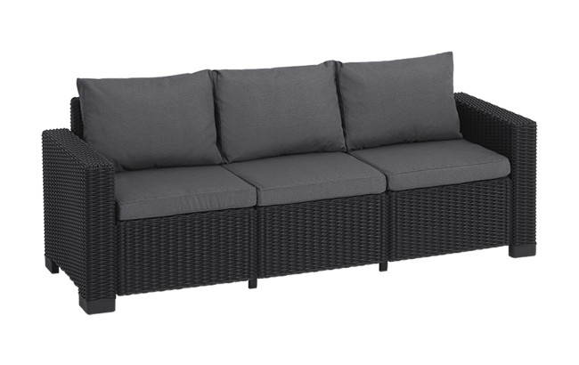 California 3-zits Chaise Longue Loungebank - Antraciet