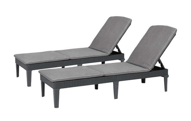 ‎Jaipur Ligbed - set van 2 – 58x187x29cm - Antraciet