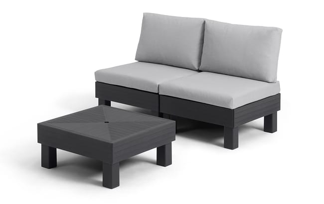 Elements 4-zits Loungeset + tafel - Zwart