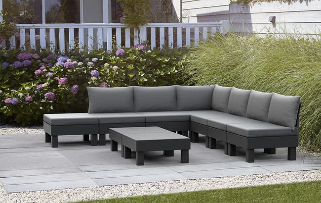 Elements 7 Seater Corner Modular Lounge Set - Graphite