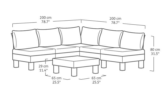 Elements 6-zits Loungeset - Zwart