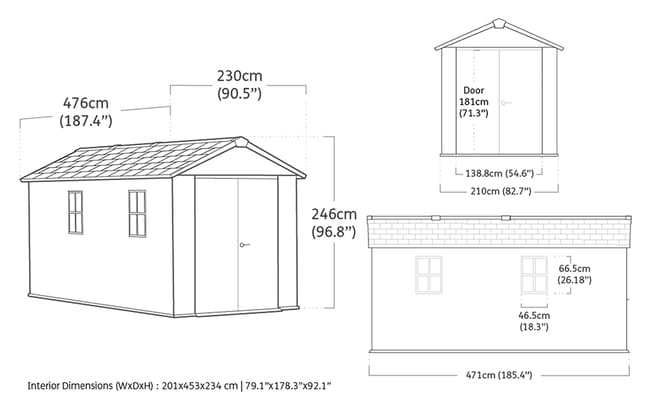 Abri de jardin Newton Plus 7515 - 10m2 - Gris Aspect Bois