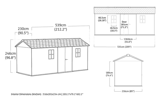 Newton Plus Shed 7.5x17ft - Grey