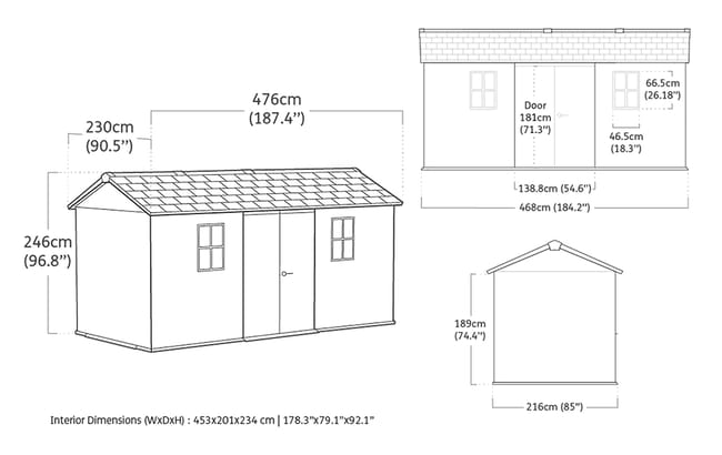 Abri de jardin Newton Plus 1575 - 10m2 - Gris Aspect Bois