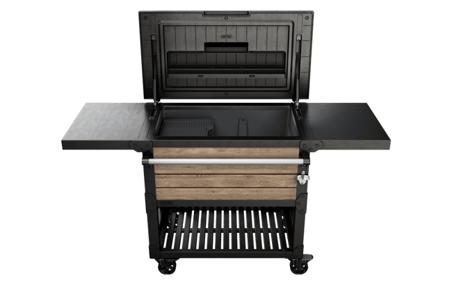 Signature Patio Cooler and Beverage Cart - Ashwood Brown 