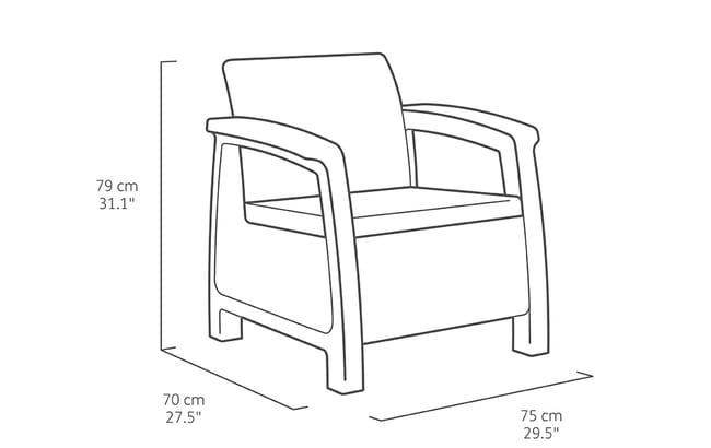 Corfu Love Seat - Grey