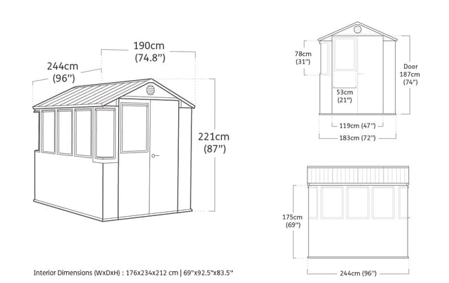 Darwin Potting Shed 6x8ft - Green