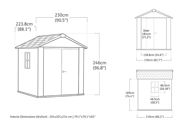 Caseta de exterior Newton 757 - 228X223,5X252 cm y 4,4m2 - Marrón