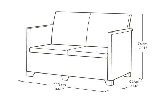 Emma 4 Seater Garden Set, With Storage Table  - Grey