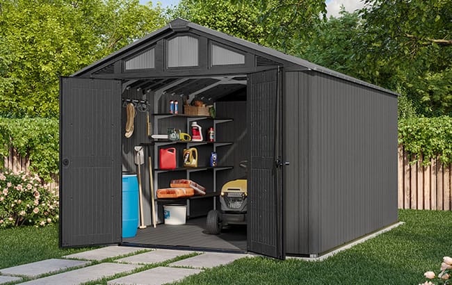 Gray Stronghold 10x15 Extra Large Storage Shed - Keter US