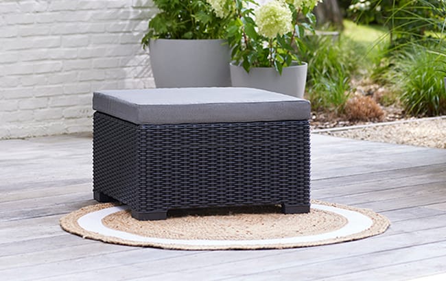 Conjunto de exterior de 1 plaza Moorea - Sofá con reposapiés y mesa auxiliar - Grafito