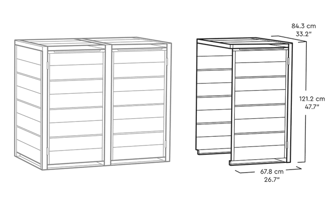 240L Bin Hideaway Extension - Grey
