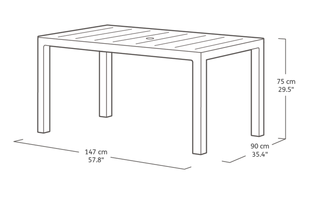 Table Julie 6 places - Anthracite