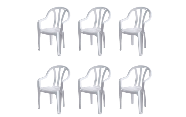 6 כיסאות דליה - לבן