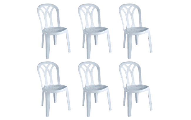 6 כיסאות פטיו - לבן