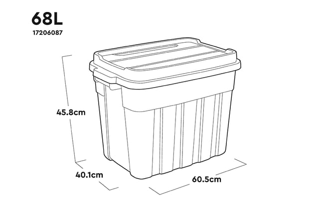 Tuff Box  68L Storage Boxes with Lid  Set of 3 - 