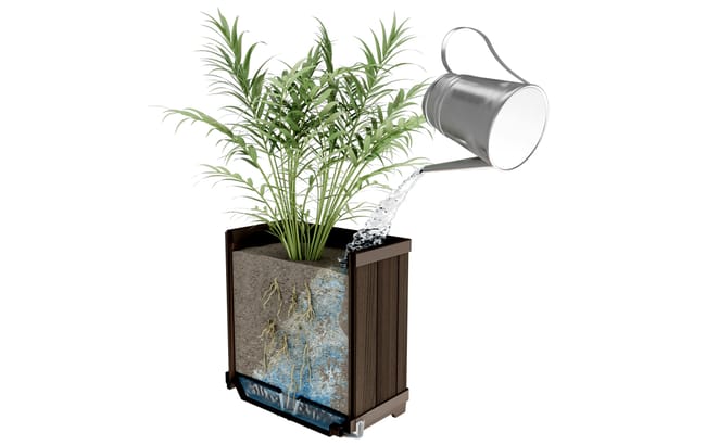 Self Watering Rosewood Brown Square Tall Planter - Keter US