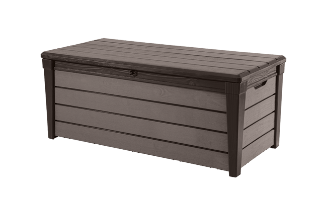 Banco- Arcón de exterior Brushwood 145x69,7x60,3 cm y 454L - Marrón