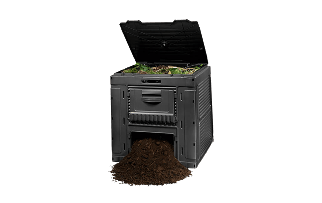 Compostador de exterior E-Composter - 79X79X79 cm y 470L - Negro