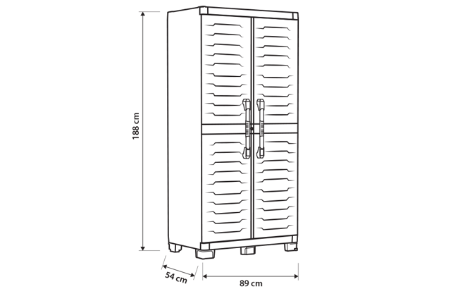 Armario alto de resina XL Garage - 188x54x89 cm. - Negro