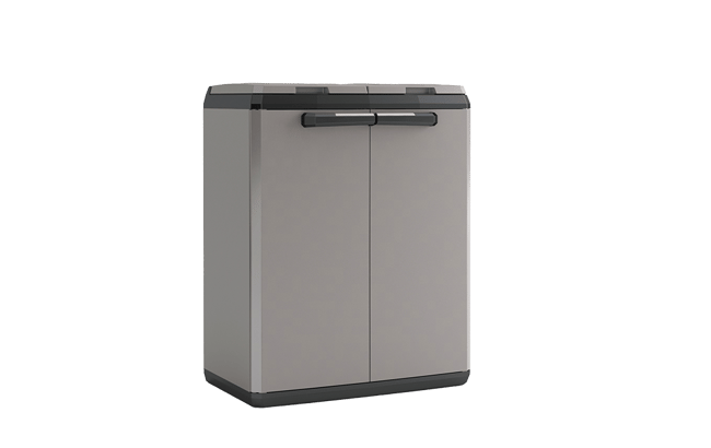 Armoire de tri 2 bacs de tri Basic Split - 68x39xH99 cm - Gris