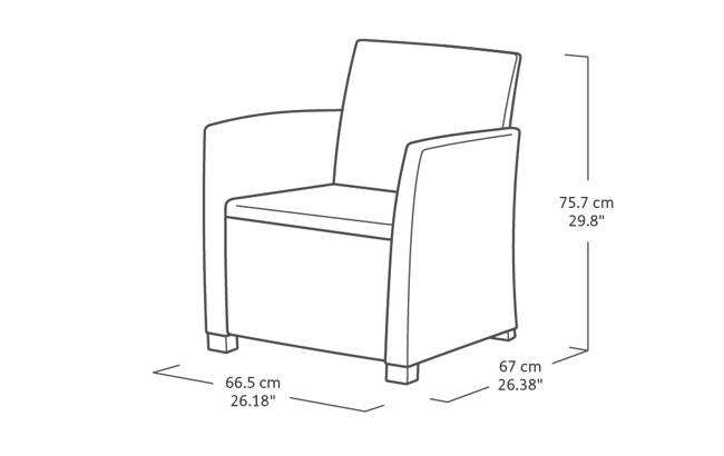 Ensemble de balcon Mia 4 places et table coffre - Beige