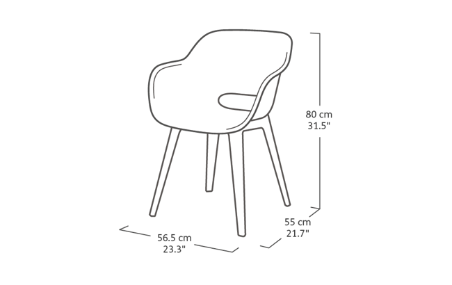 Akola Kuipstoel - set van 2 - 55x56x80cm - Antraciet