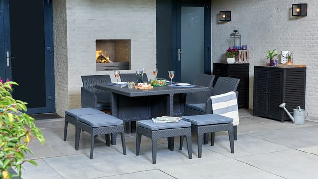 Santiago 8 Seater Dining Set - Grey