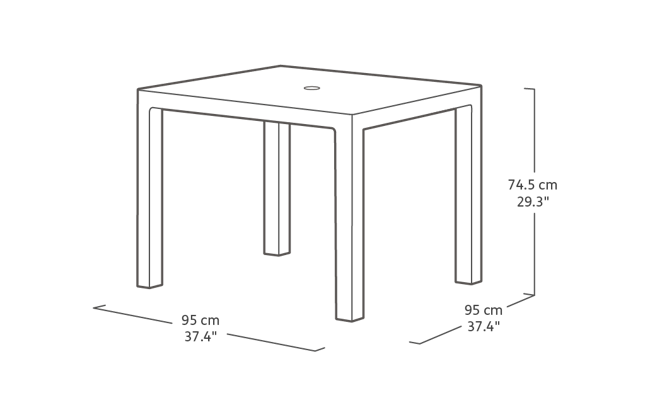 Mesa comedor de exterior Quartet 95x95x74.5 cm - Grafito